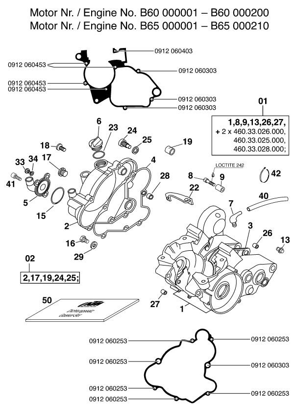 Despiece original completo de Carter del motor del modelo de KTM 65 SX del año 2000
