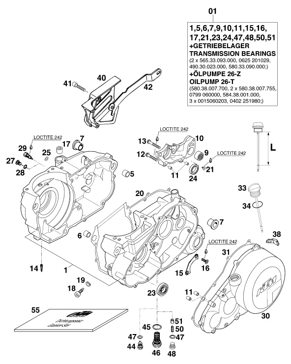 Despiece original completo de Carter del motor del modelo de KTM 620 SC Super-Moto del año 2000