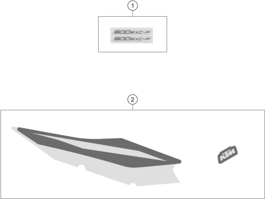Despiece original completo de Kit Gráficos del modelo de KTM 500 EXC-F del año 2023