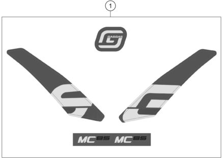 Despiece original completo de Kit Gráficos del modelo de GASGAS MC 85 17/14 del año 2023