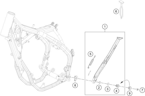 Despiece original completo de Caballete lateral / caballete central del modelo de KTM 300 EXC HARDENDURO del año 2024