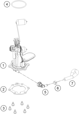 Despiece original completo de Bomba de combustible del modelo de KTM 390 DUKE BLUE del año 2024