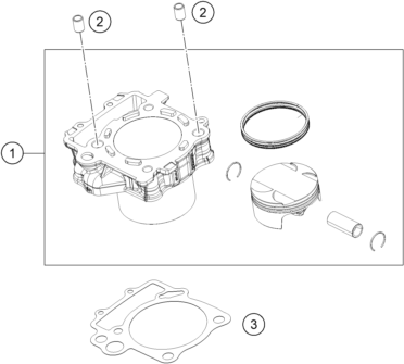 Despiece original completo de Cilindro del modelo de KTM 390 SMC R del año 2025
