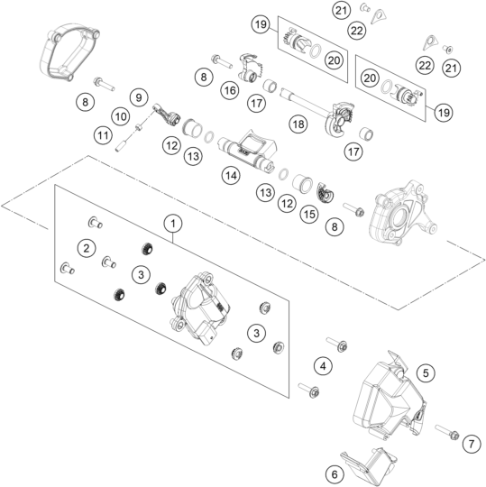 Despiece original completo de Distribución de escape del modelo de KTM 150 EXC del año 2024