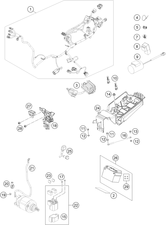 Despiece original completo de Mazo de cables del modelo de KTM 450 SMR del año 2024