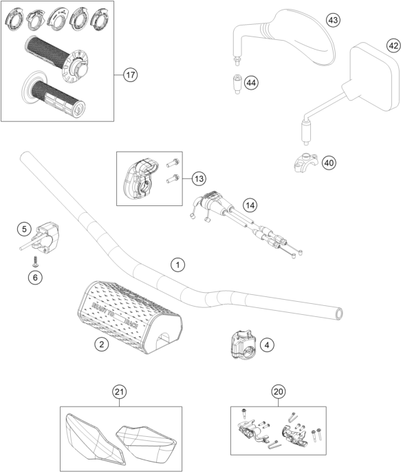 Despiece original completo de Manillar, mandos del modelo de KTM 500 EXC-F del año 2025