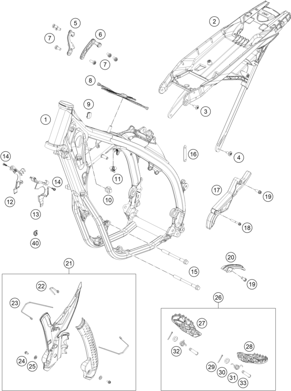 Despiece original completo de Chasis del modelo de KTM 500 EXC-F del año 2024