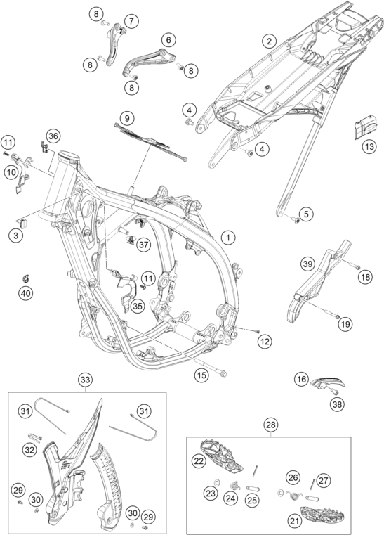 Despiece original completo de Chasis del modelo de KTM 300 EXC HARDENDURO del año 2025