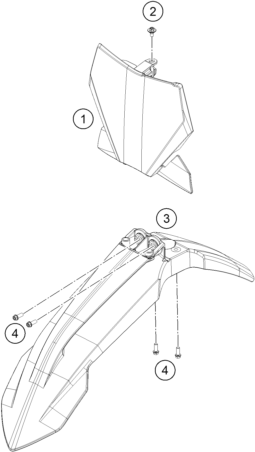 Despiece original completo de Máscara, guardabarros del modelo de KTM 85 SX 19/16 del año 2025
