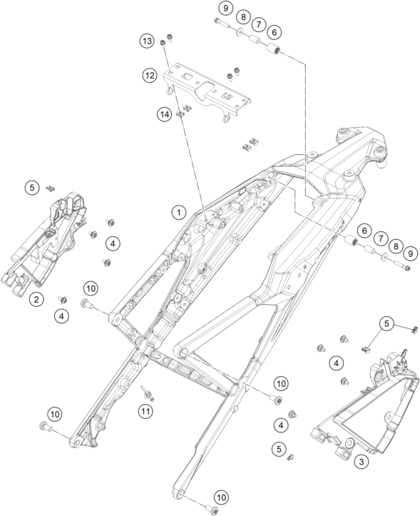 Despiece original completo de Brazo posterior del modelo de KTM 1390 SUPER ADVENTURE R del año 2025