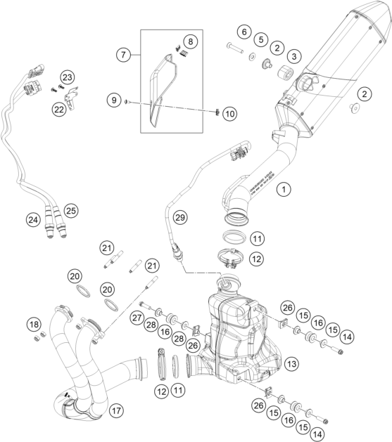 Despiece original completo de Sistema de escape del modelo de KTM 790 ADVENTURE WHITE del año 2025