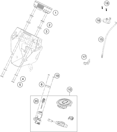 Despiece original completo de Instrumentos / sistema de cierre del modelo de KTM 125 ENDURO R ORANGE del año 2025