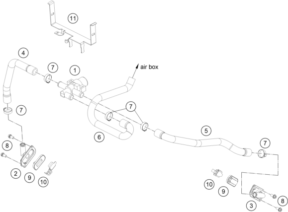 Despiece original completo de Sistema de aire secundario del modelo de KTM 1390 SUPER ADVENTURE S EVO ORANGE del año 2025