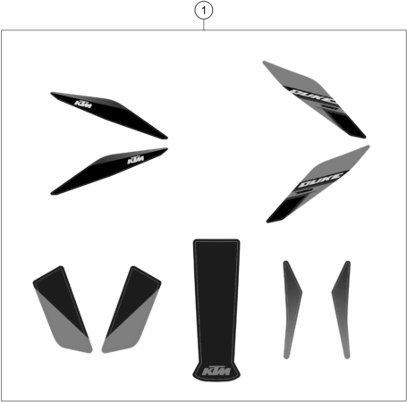 Despiece original completo de Kit gráficos del modelo de KTM 790 DUKE L ORANGE del año 2025