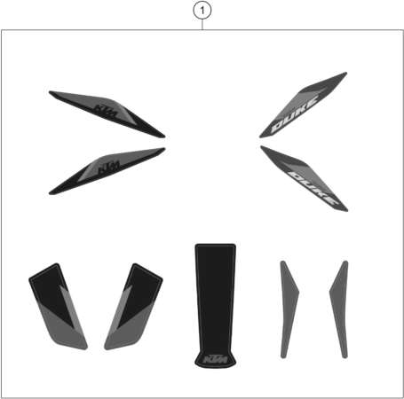 Despiece original completo de Kit gráficos del modelo de KTM 790 DUKE L BLACK del año 2025